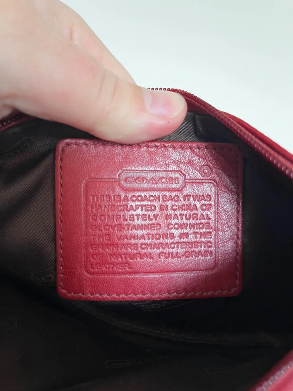 Vintage Coach Red Leather Wristlet Clutch with Brass Hardware - Picture 3 of 7